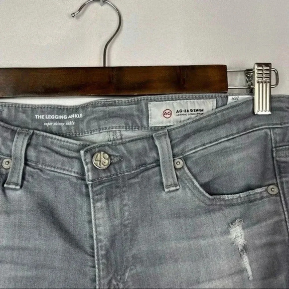 AG Adriano Goldschmied Gray Distressed The Legging Ankle Skinny Jeans 26 - Picture 5 of 5